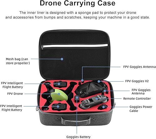 Miniatura 8 de VGEBY Estuche de transporte para drones, bolso de viaje para DJI FPV Drone (rojo) Dji Fpv Case
