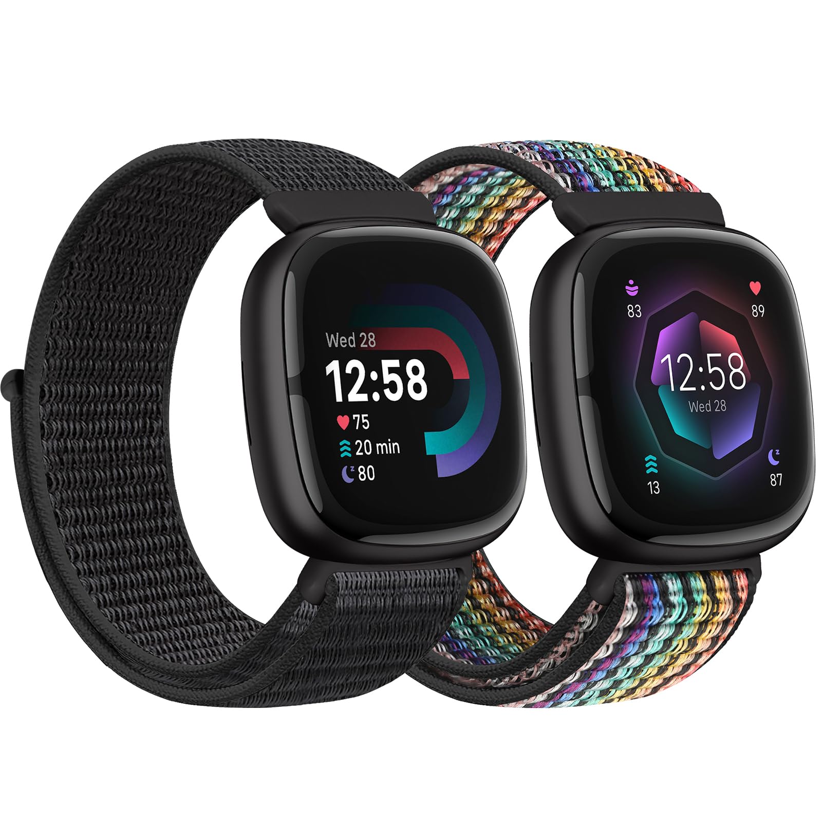 AVOD Nylon Bands Compatible with Fitbit Versa 4/Sense 2/Versa 3/Fitbit Sense, Soft Breathable Sport Adjustable Replacement Strap Women Man Wristband