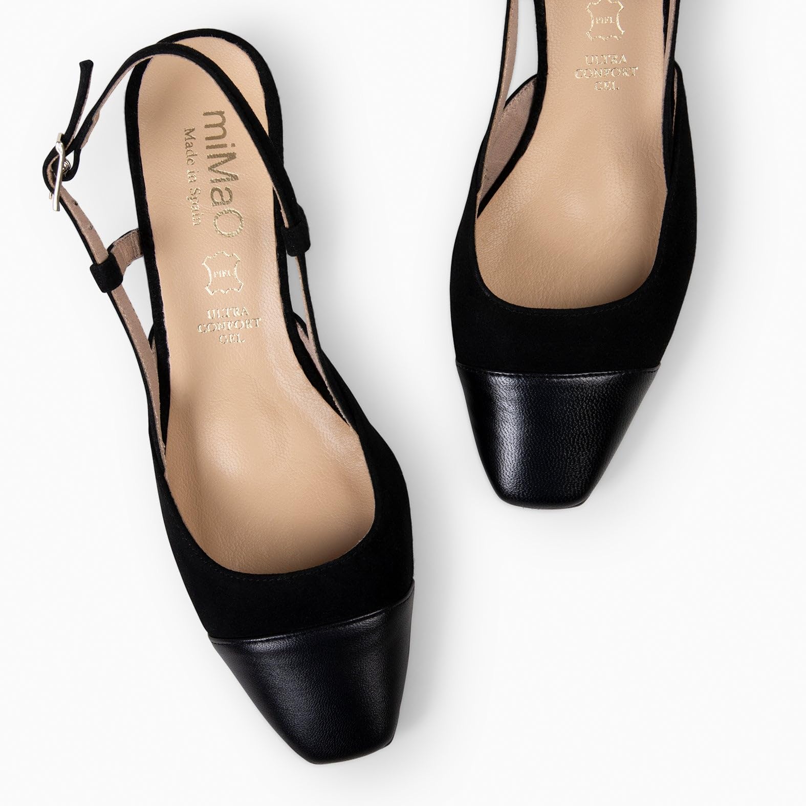 miMaO. Zapatos Destalonados con Puntera de Piel. Fabricado en España