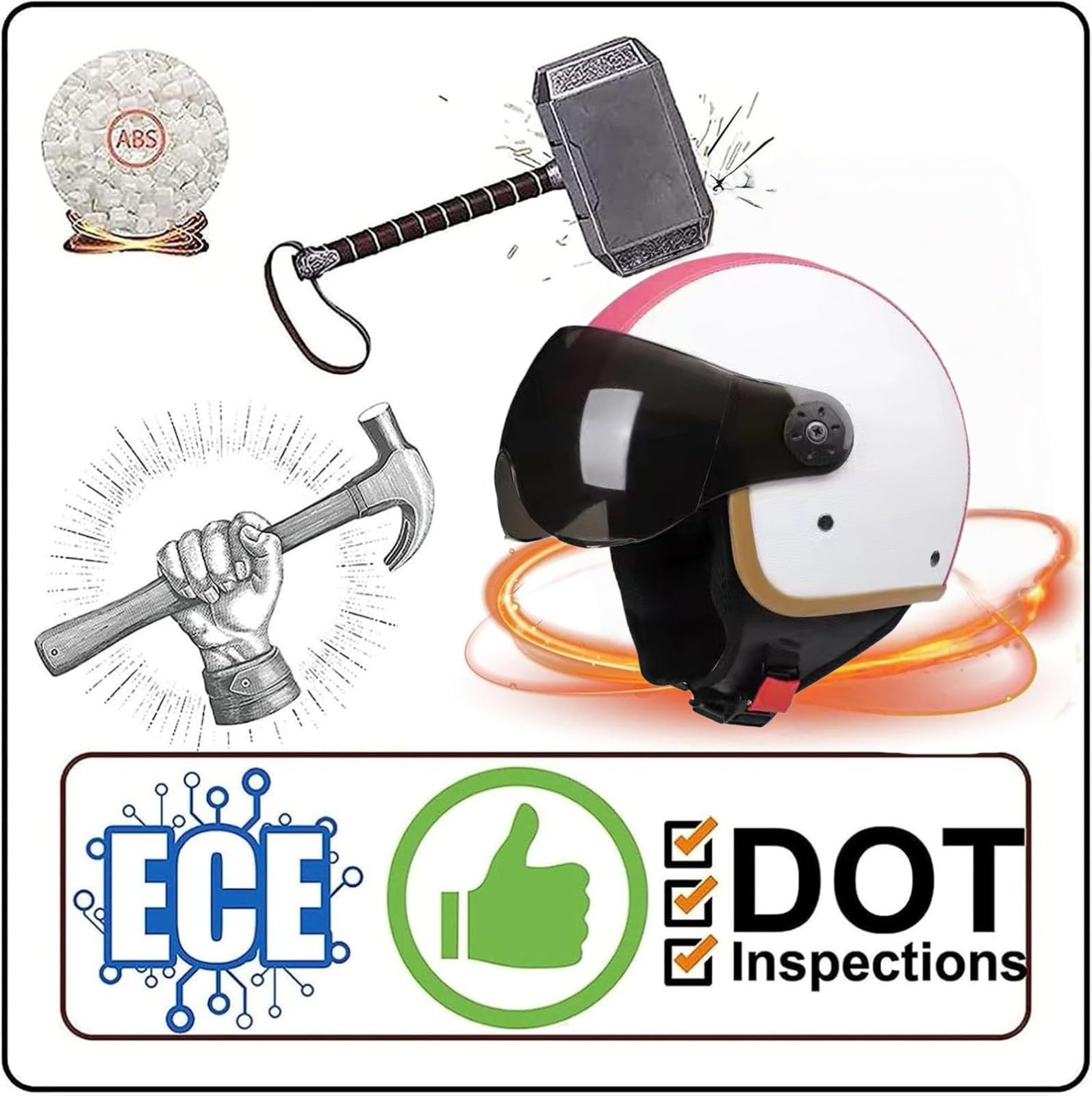 Casco Da Moto Aperto, Omologato DOT/ECE, Casco A Mezza Faccia In Stile Vintage Per Scooter, Ciclomotori E Cruiser, Casco 3/4 Per Adulti Uomini E Donne