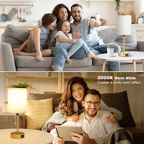 Miniatura 114 de Lámparas de noche pequeñas, 3 modos de color, blanco roto 3000K 4000K 5000K Lámparas de dormitorio con puertos USB C y A, lámparas de mesa de cadena