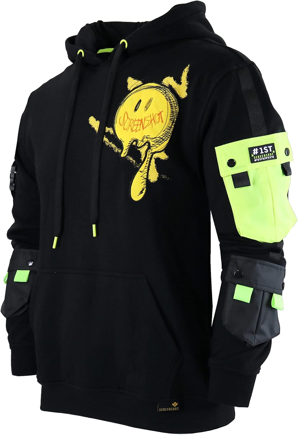 SCREENSHOT Mens Urban Premium Fleece Hoodie - NYC Streetwear Fashion Embroidery Patch Gel Print Hooded Sweatshirt - Image 5