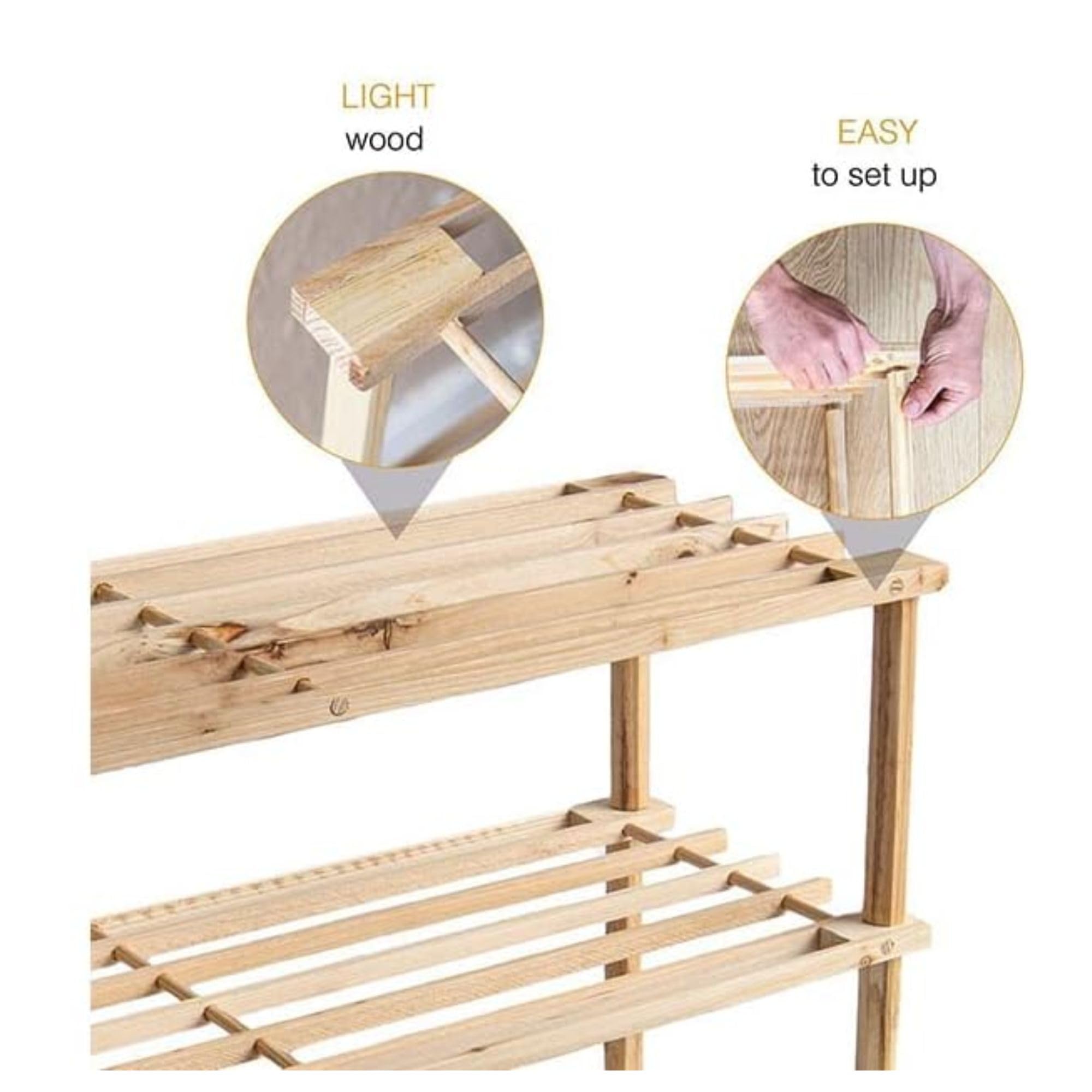 Scarpiera a 3 livelli in legno naturale di bambù 63x26x48h cm