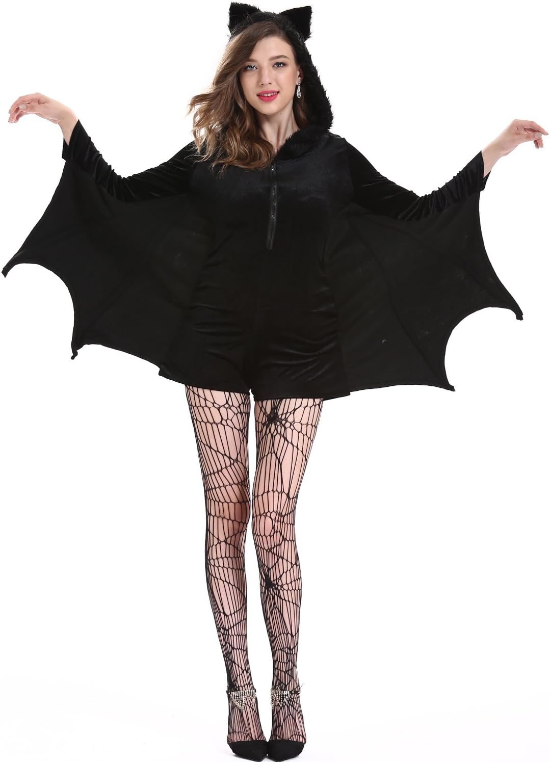 Amazon ハロウィン衣装 仮装 コウモリ フード付き 吸血鬼 魔女 ホラー レディース コスチューム なりきり変身 コウモリ コスチューム コスプレ 仮装 通販