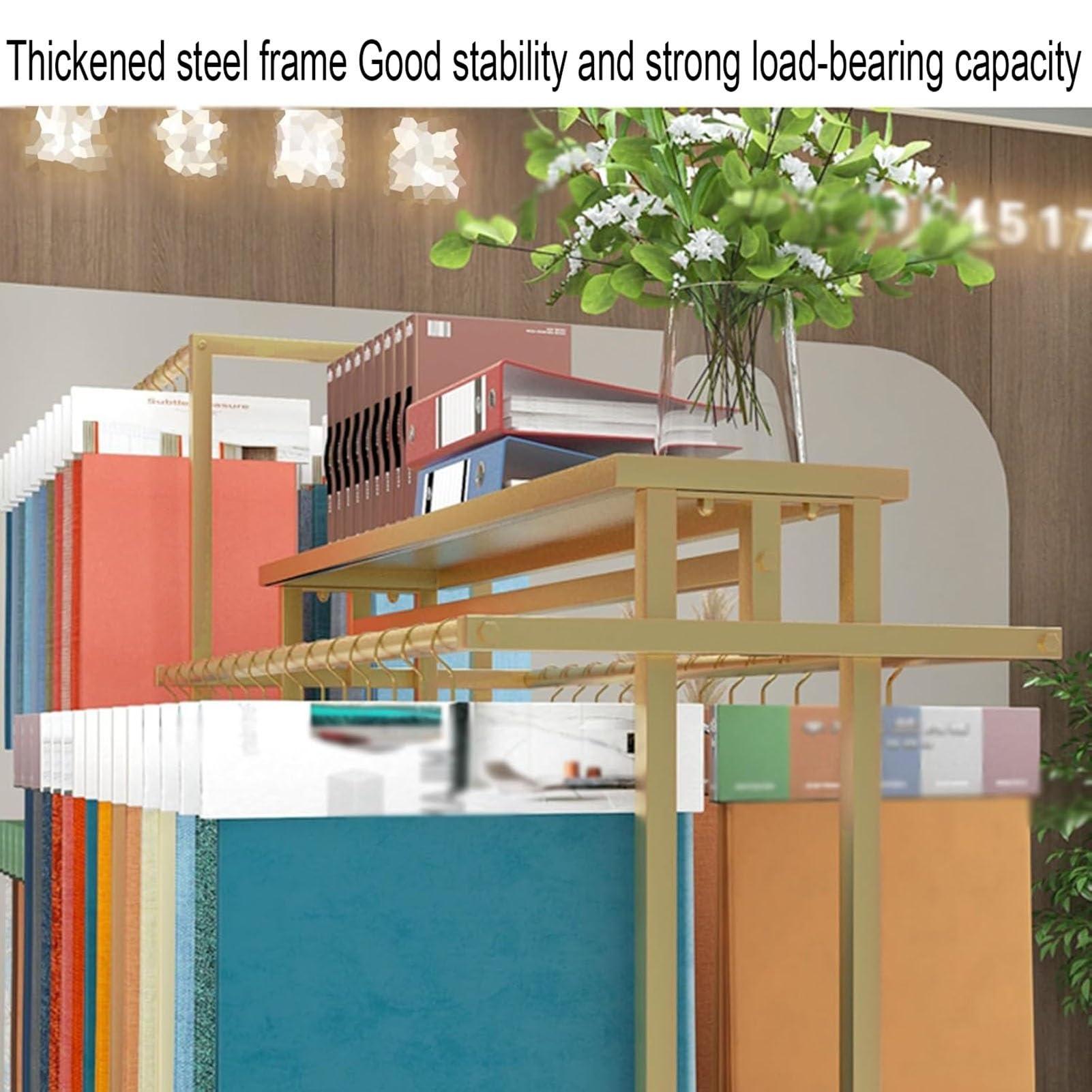 Generico Espositore in Tessuto Resistente per Sciarpe e Biancheria Intima, scaffale Organizer da Pavimento per Tende, trapunte e Coperte, Ideale per Boutique e fiere (Oro, 100x50x150 cm)