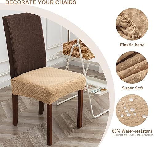 Miniatura 4 de smirythwsl Fundas de asiento impermeables dobles para sillas de comedor, fundas de sillas de cocina, extraíbles y lavables, fundas de asiento de