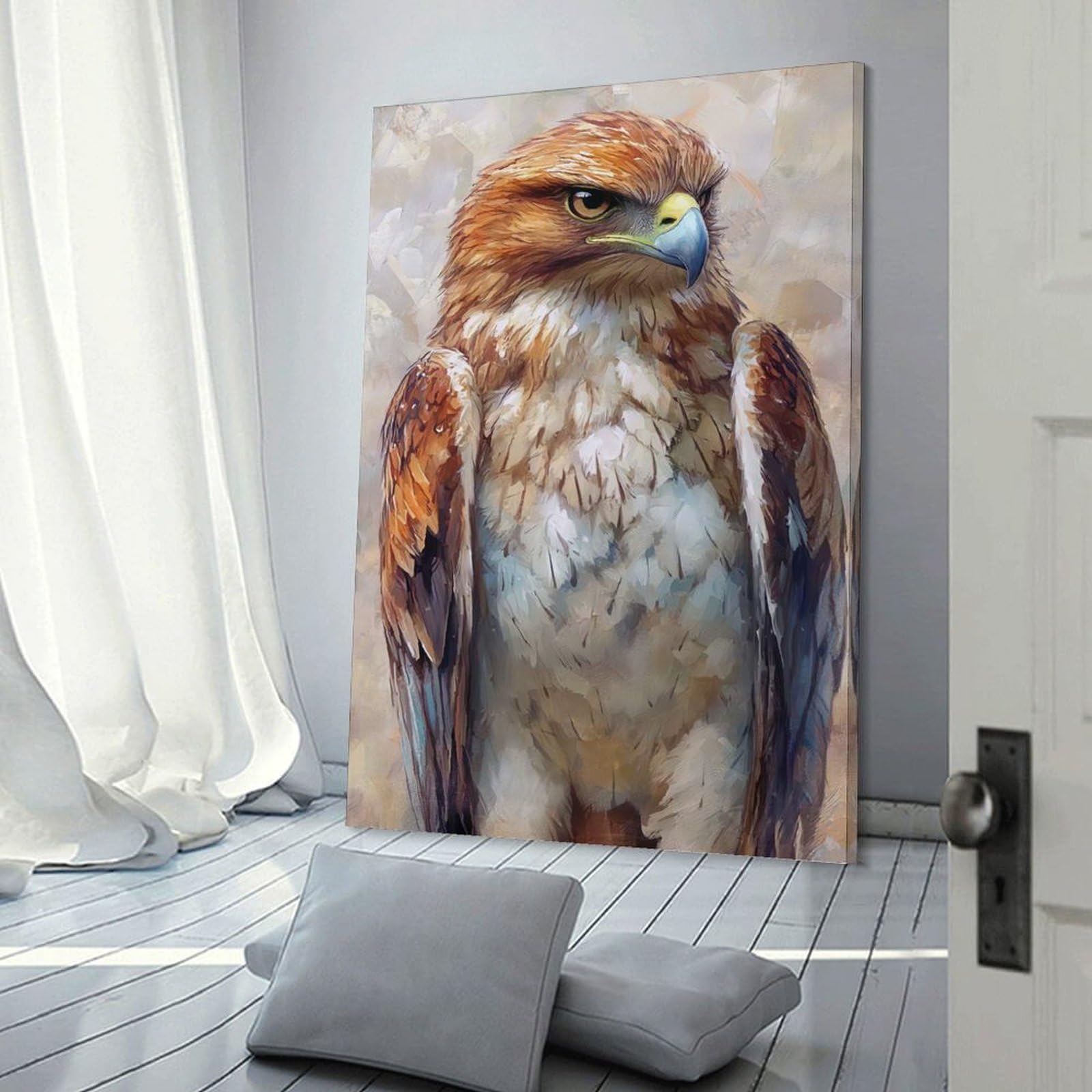Junmoney Wall Picture Print Majestic Hawk Portrait, 24x36inch(60x90cm), for Wall Displays, Bedrooms Or Room Updates, Wall Decor Suited to Curated Displays
