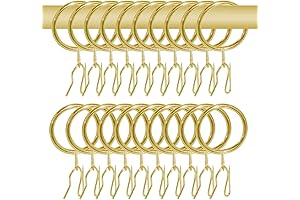 40 Pack Durable Gold Curtain Hooks with Rings