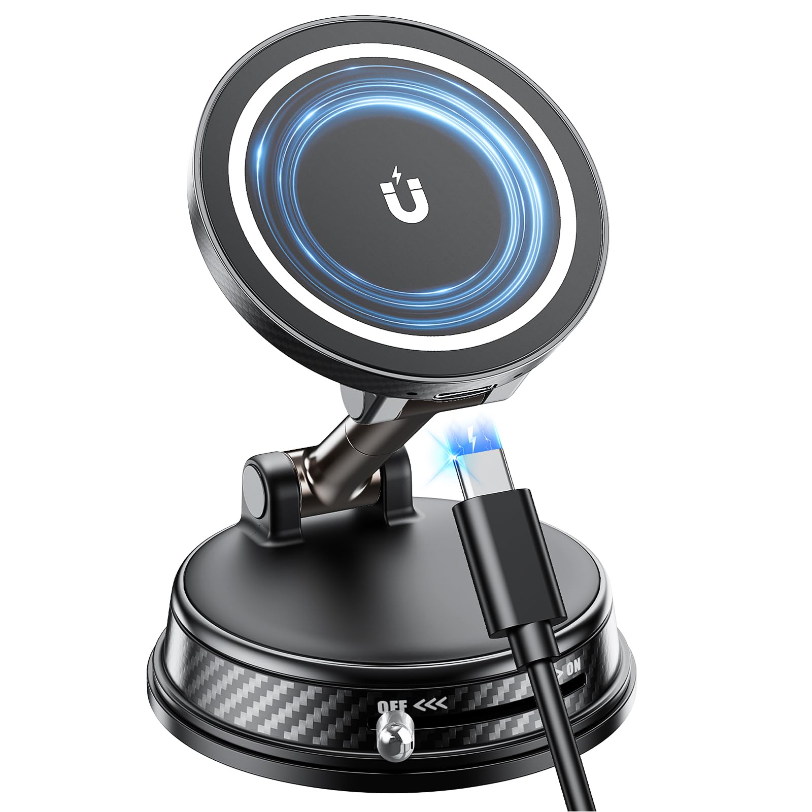 スマホホルダー 車 ワイヤレス充電 マグネット【2026年超強力マグネット型·15W急速充電·真空吸盤】車載スマホホルダー スマホスタンド 360°自由回転&多角度自由調節&安定性拔群 車載ホルダー 超強磁石付き 高級合金素材 片手操作 1秒で着脱 MagSafe対応車載ホルダー 折りたたみ式 軽量で持ち運びも簡単 車載充電器 iPhone17-12シリーズ/Android対応と多車種が対応