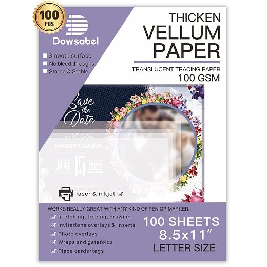 Pack of 50 Translucent Vellum Paper Sheets