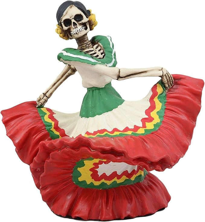 Ebros Dia De Los Muertos Danza De DAMA Red Sugar Skull Lady Dancer Statue 5.25