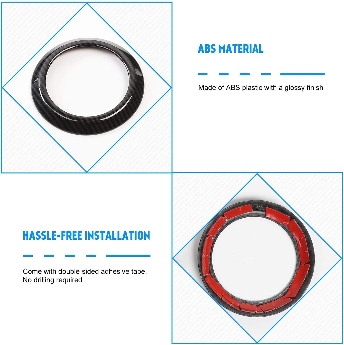 4PCS AC Air Conditioning Vent Cover Trim Decoration Ring Fit for Jeep Wrangler JK JKU 2007-2010 Carbon Fiber Interior Accessories