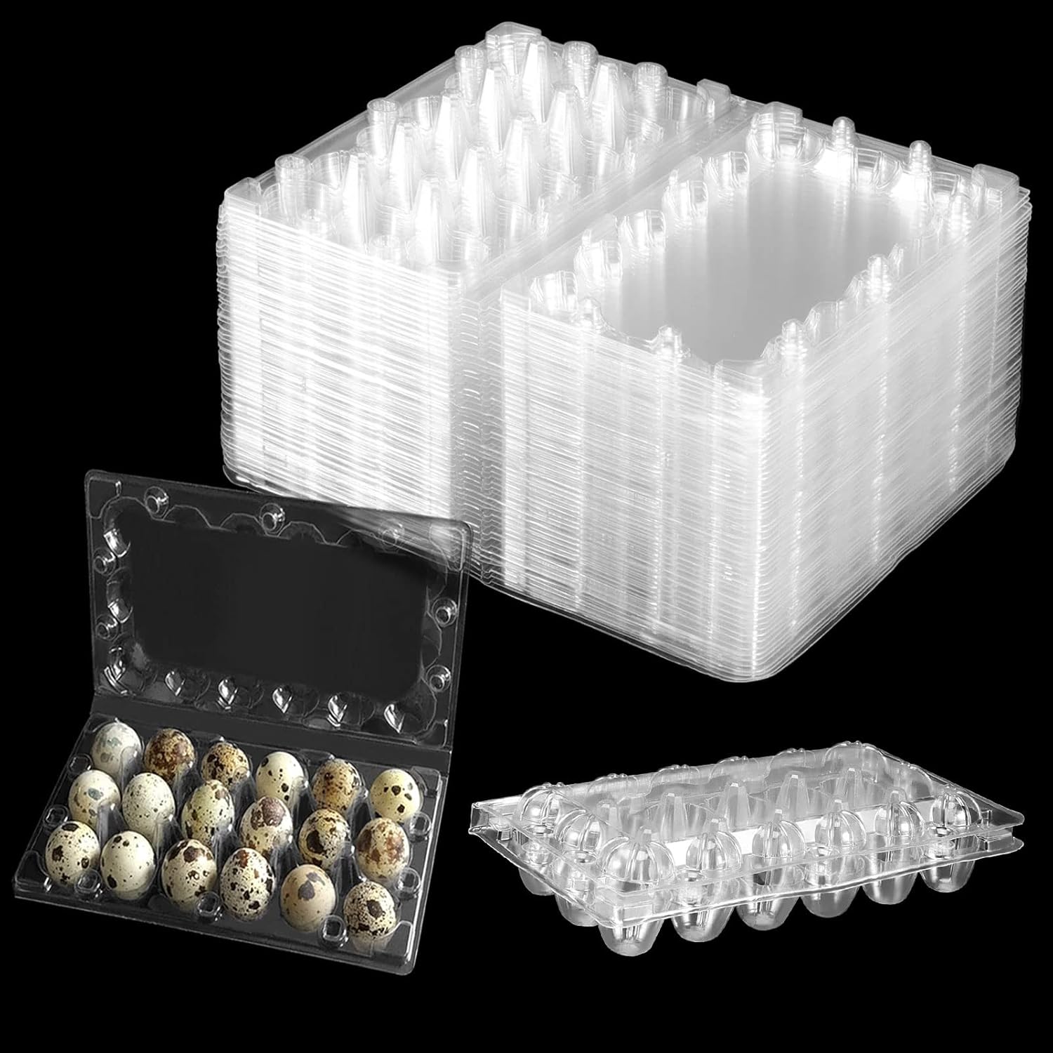 JAPCHET 100 Pack 18 Grid Quail Egg Cartons, Reusable Quail