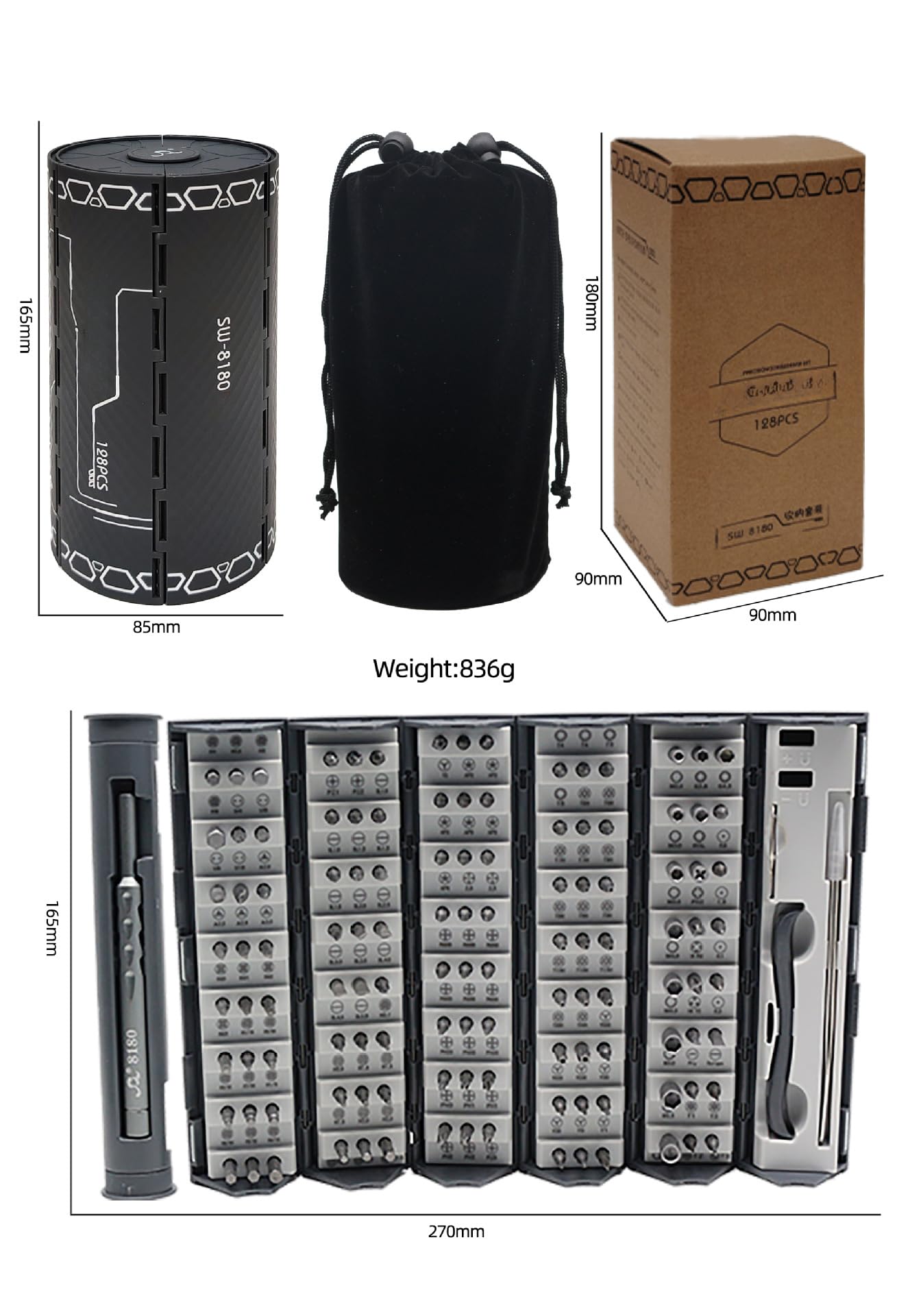 Set di cacciaviti di precisione, piccolo set di cacciaviti 128 in 1, kit di riparazione magnetico per cellulare, laptop, PC, tablet, PS4, Xbox, Nintendo, console di gioco