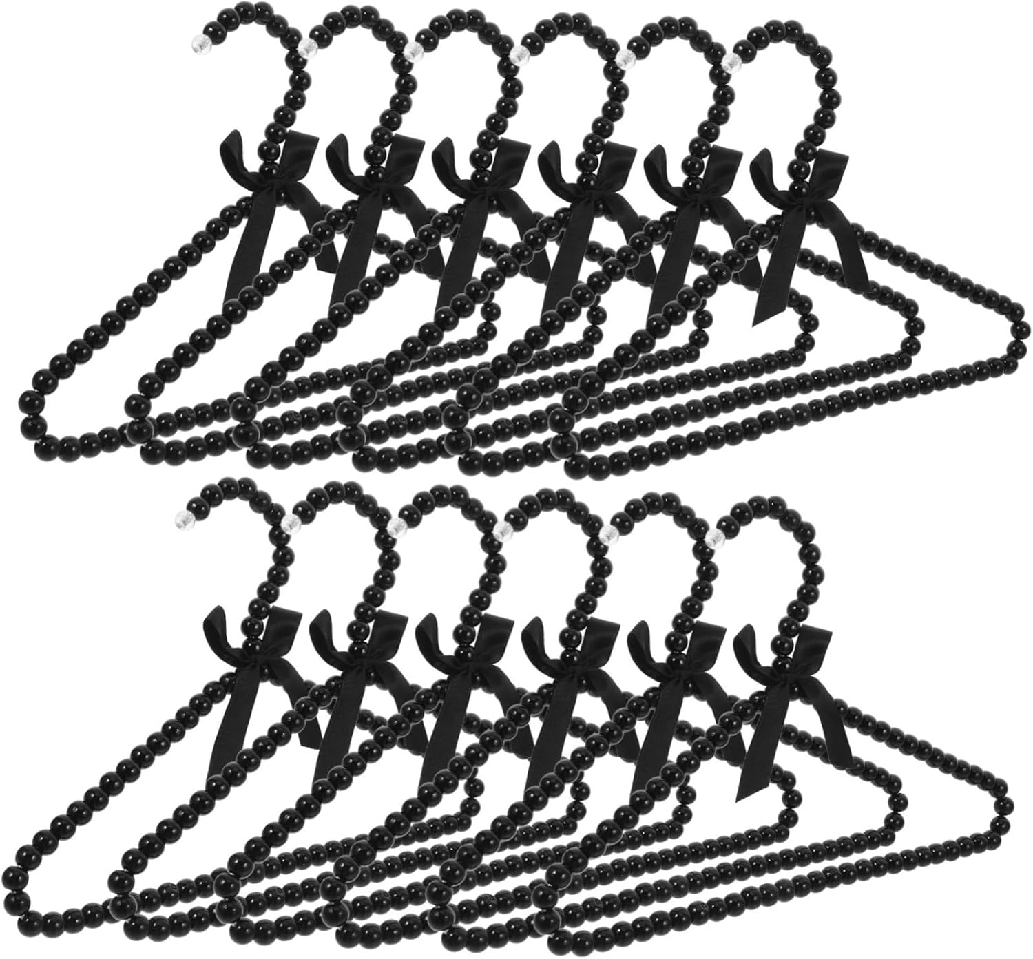 OUNONA 12pcs Black Clothes Hangers Ribbon Bow Elegant Decorative Hangers for Boys and Girls Pets and Weddings Non- Design for Closet Organization