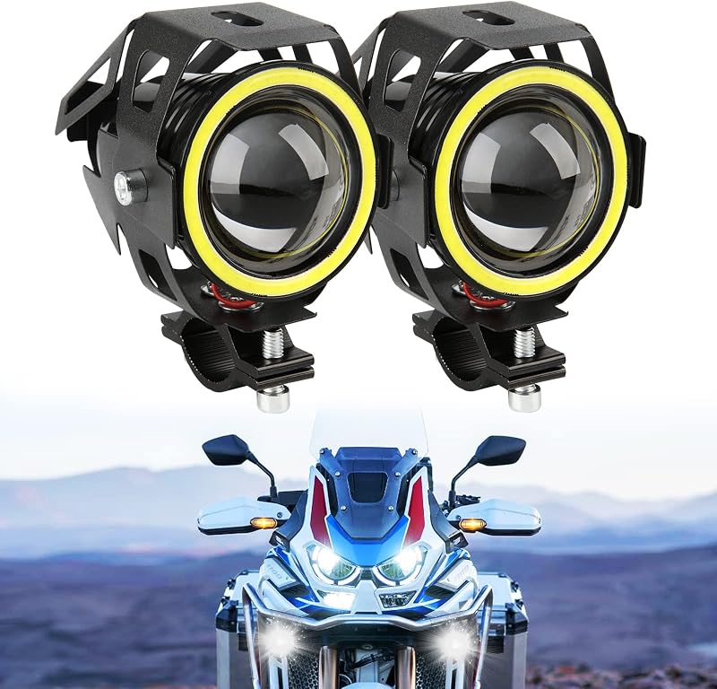 DREAMIZER Motoros Első Fényszóró Angyal Szem DRL Világítással - 12/24V Vízálló Ködlámpa R1200GS Kompatibilis ATV UTV Terepjárókhoz