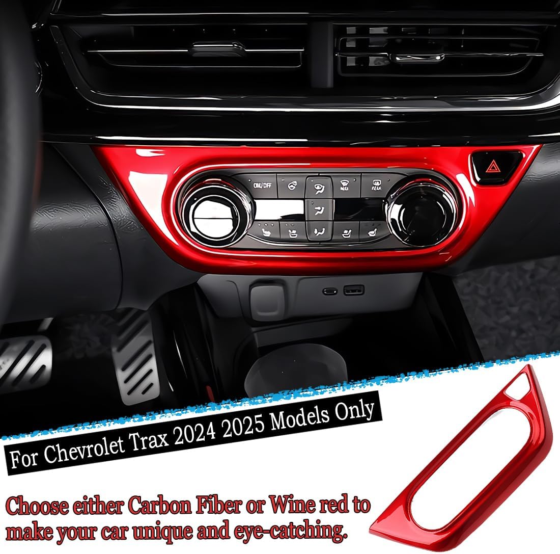 MUXEE Center Contro A/C Vent Frame Trim, for Chevrolet Trax 2024 2025 2026 - ABS Wine Red Sport Interior Trim Accessories