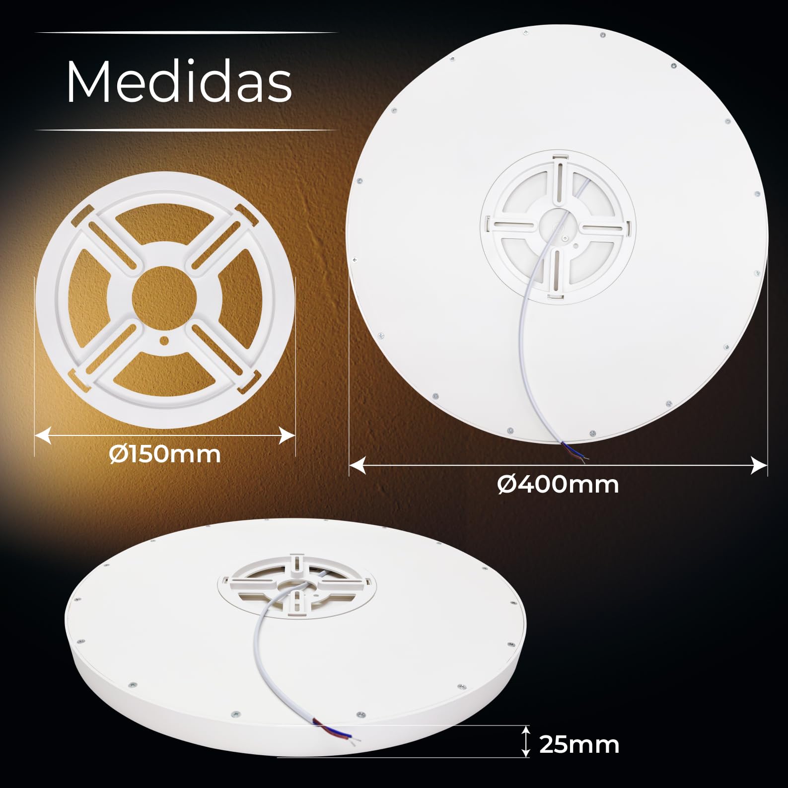 LED ATOMANT 2x Plafón LED Redondo Superficie 40cm 42W CCT 3000-6500K IP44 | 3050 Lumenes, Diametro 400mm