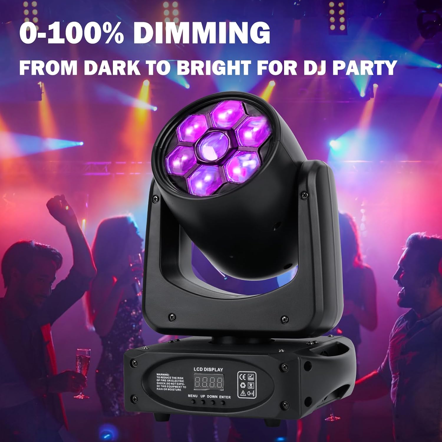 150W LED Stage Light Bee-Eyes 3 prisms Moving Head Light 8 Gobos 8 Colors 15 Channels DJ Lights LED Strobe Lights DMX512 Control for Disco KTV Club Party Wedding