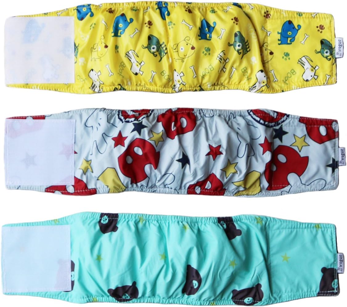 BWOGUE Washable Male Dog Diapers(Pack of 3), Reusable Comfortable Male Dog Belly Wrap, Durable Male Dog Belly Band for Small and Medium…