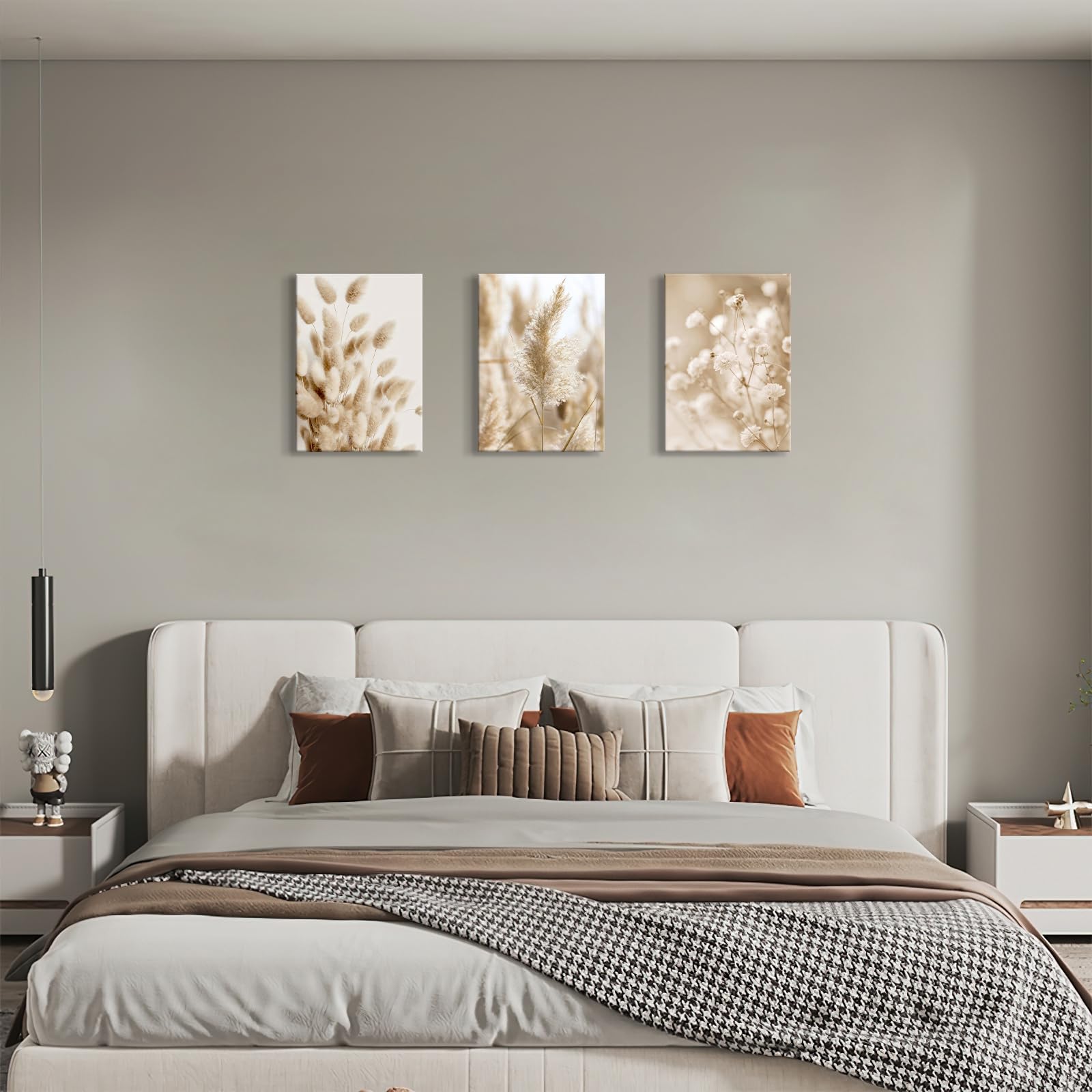 3 Pcs Wooden Framed Canvas Wall Art Set Bohemian Sage Green Canvas Prints Poster Geometric Line Beige Green Pictures for Living Room Bedroom Dinning Room Hallway Stairs Wall Decor 30x40cm x3pcs — view 463