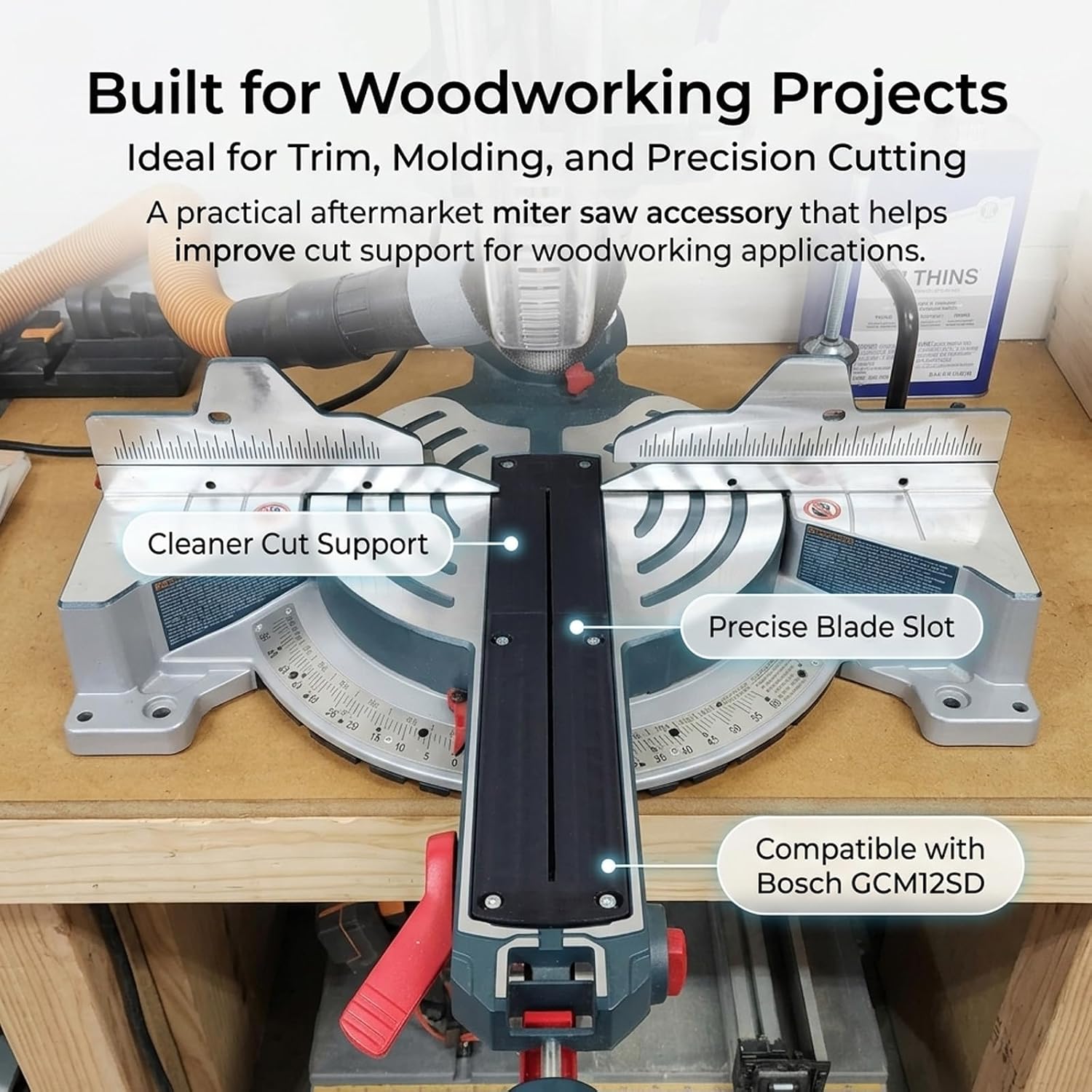 2-Piece Zero Clearance Insert Set Compatible with Bosch GCM12SD 12-Inch Axial Glide Miter Saw, Left & Right Throat Plate Kerf Plate Replacement for Cleaner Cuts and Reduced Tear-Out