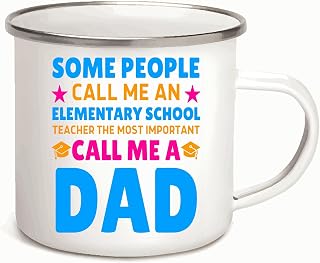 Father Day Gifts for dad papa Parents Elementary School Teachers 12oz Enamel Silver Mug
