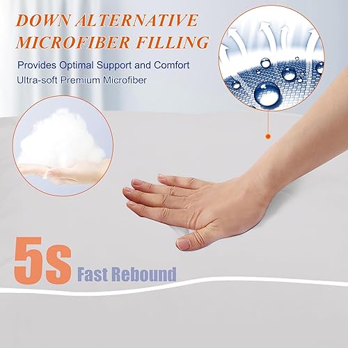 Miniatura 3 de MZOIMZO Almohadas de cama para dormir, tamaño estándar, juego de 2, calidad de hotel refrescante con relleno alternativo de plumón suave prémium