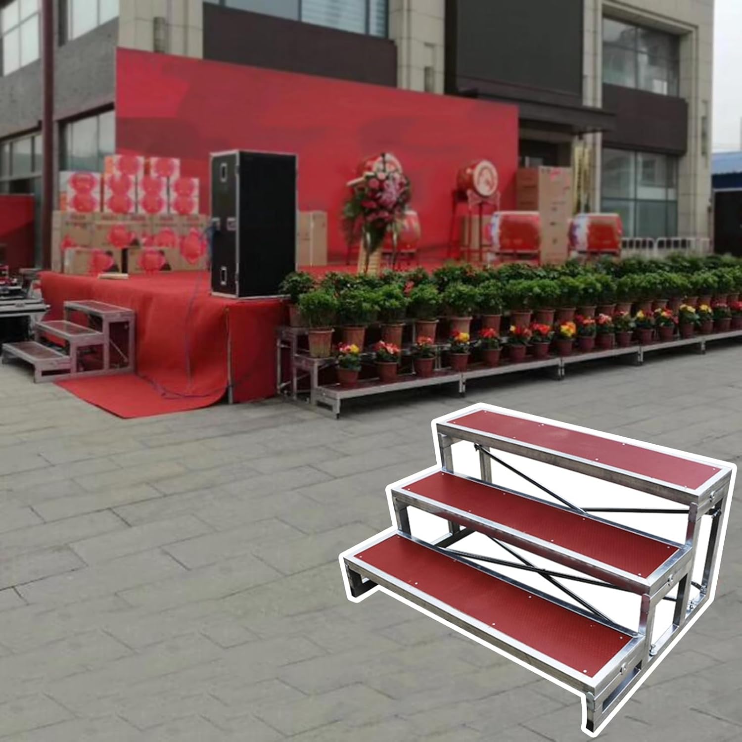 Choral Risers Choir Stairs Riser Platform Stage Anti Slip Singing Steps School Church Theater Concert,Adjustable 3-Tiered Choir Risers - Durable Stage Podium Steps for Performances, School A