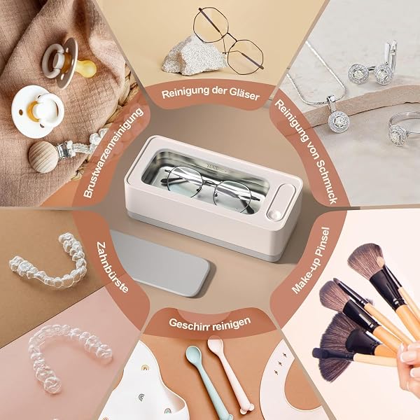 Jewelry Cleaner,Clean Machine Professional Sonic Portable Household Cleaner for Cleaning Jewelry,Eyeglass, Watches,Coins, Makeup Brush - 2