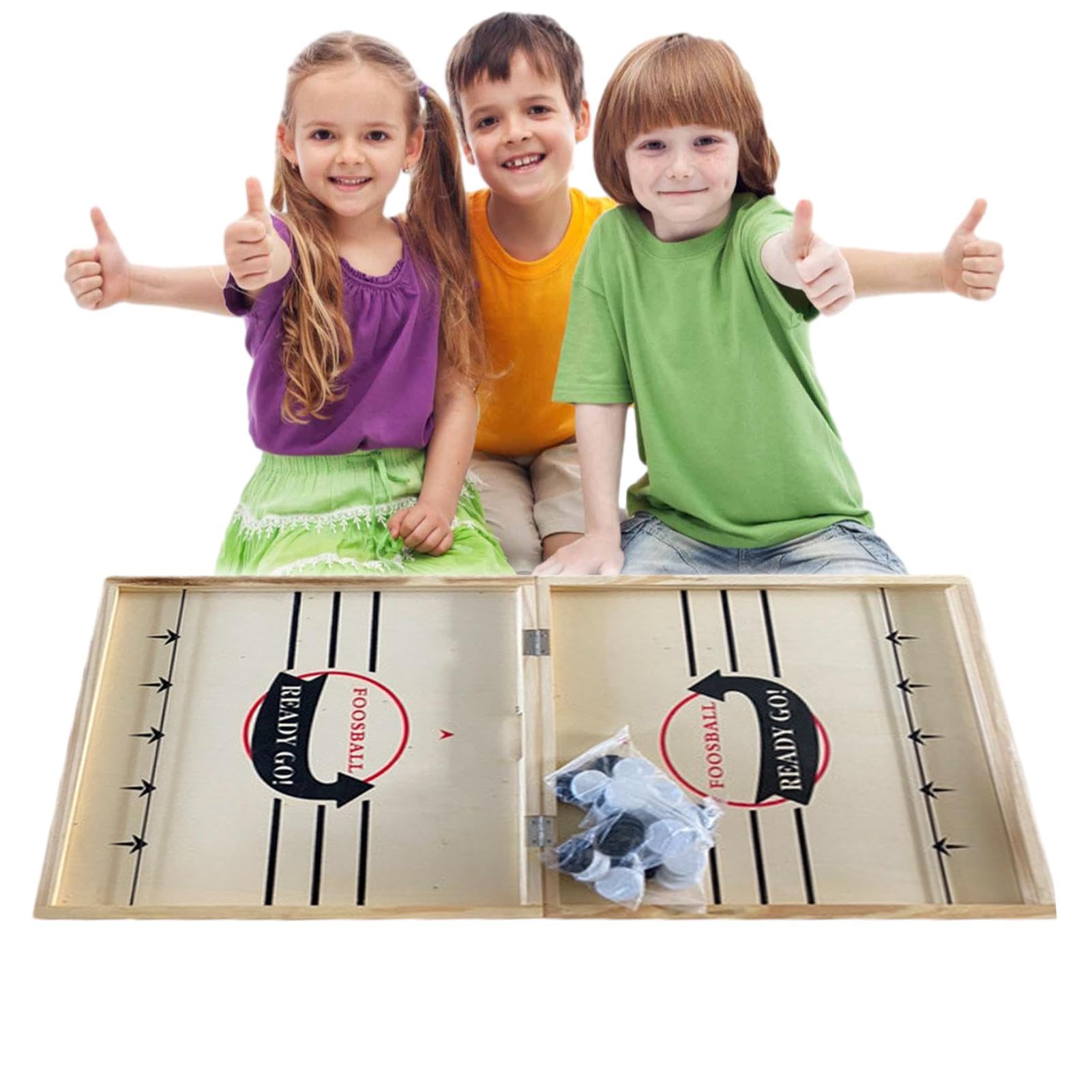 Teksome Jeu de Société de Hockey en Bois Pliable et Portable, Jeu de Rondelle Rapide