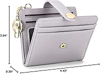 Vista 7 de POIUGOYA Billetera delgada para mujer, con bloqueo RFID, plegable, tarjetero con cremallera y bolsillo para monedas, ventana para identificación