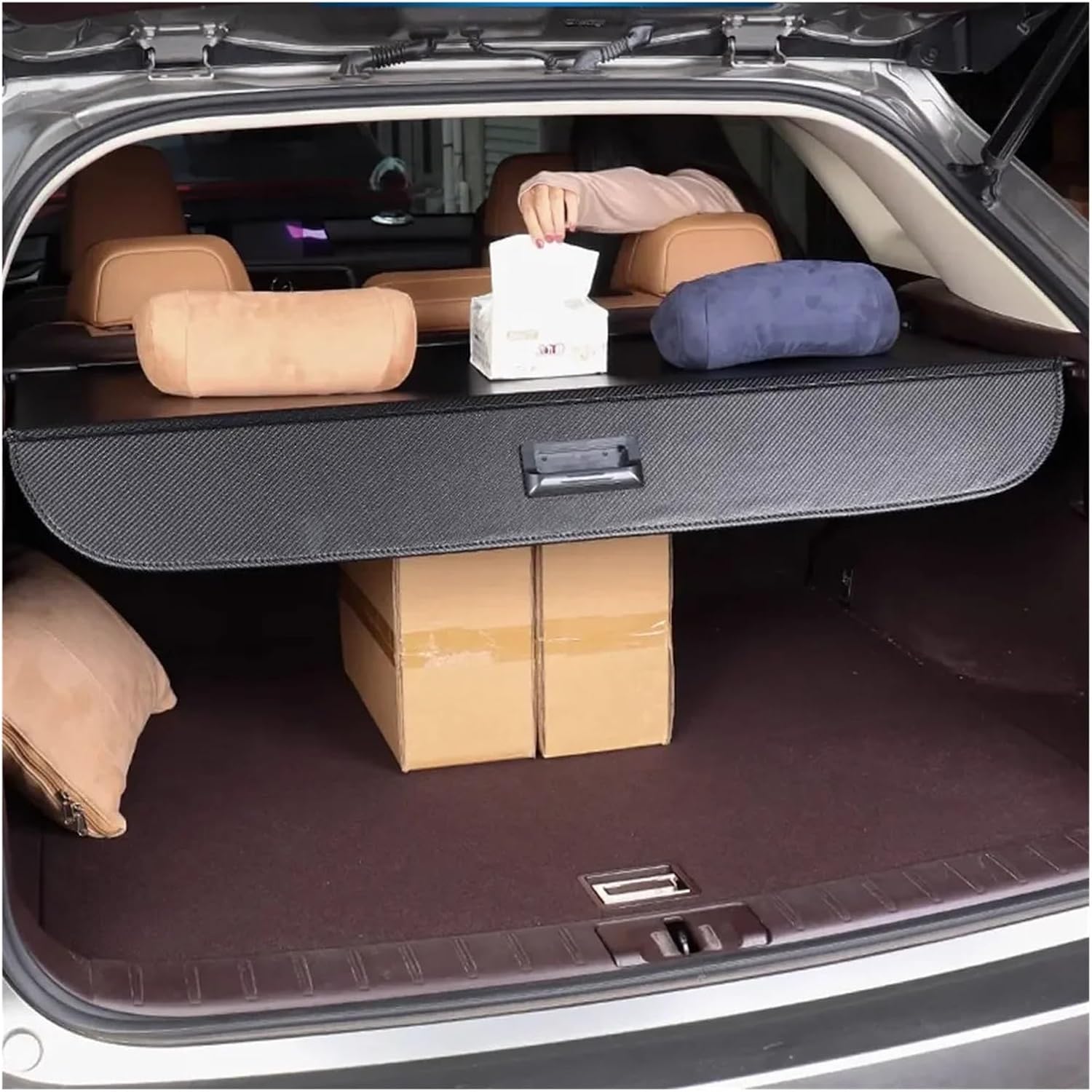 Car Trunk Covers Compatible with HR-V HRV RU Vezel 2016~2021 Luggage Curtain Shelter Privacy Partition Retractable Cargo Accessories(Canvas)