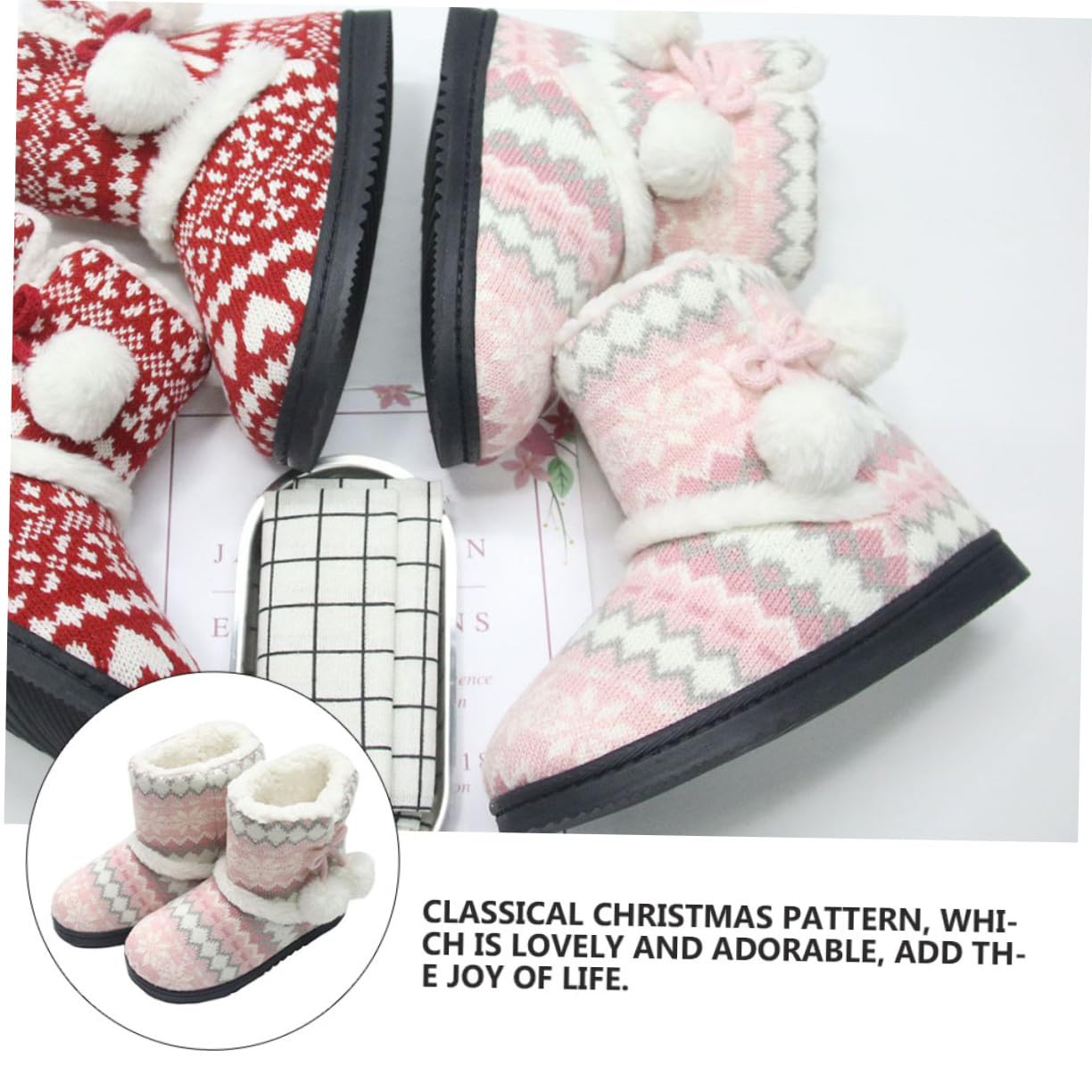 NOLITOY Zapatillas de Casa para Mujer con Gruesa Antideslizante Algodón Cálido Interior de Felpa para Invierno Pantuflas Rosas Cómodas y Resistentes para Uso Interior
