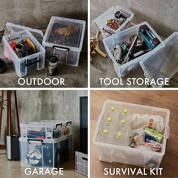 Tenma Durable and Sturdy Storage Box, Locks, 199.4 ft 660 m, Storage Case, Container Box, Plastic Case, Costume Case, Width 17.3 x Depth 26.0 x Height 9.6 inches 44 x 66 x 2