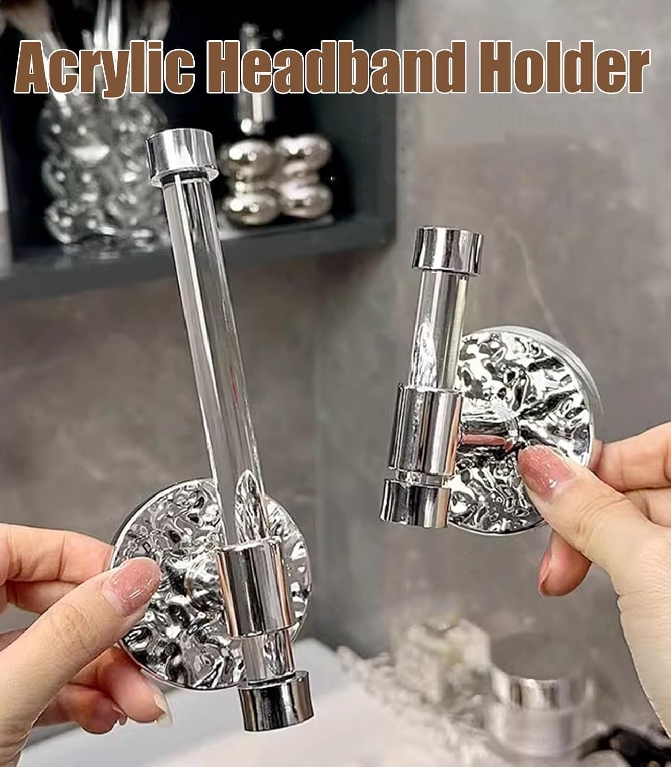 Hair Accessories Organizer Holder, 2 Pcs Clear Acrylic Headband Holder Organizer, Scrunchie Organizer for Headbands Watches Bracelets Jewelry Bath Balls Necklaces(Short Style)