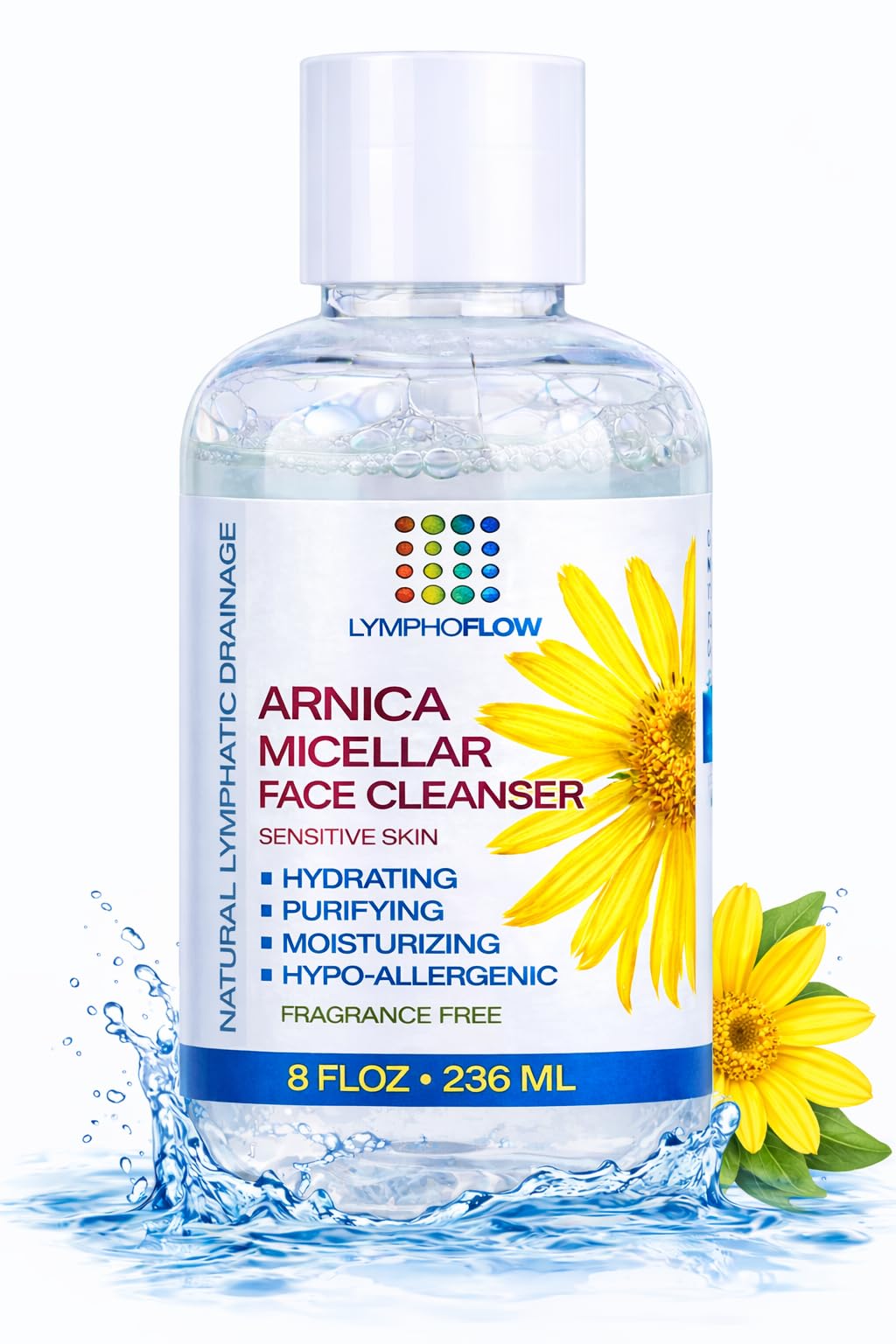 Bruizex Arnica Montana Micellar Cleansing Water, Facial Cleanser & Makeup Remover, Suitable for All Skin Types, Use for Natural Lymphatic Drainage,