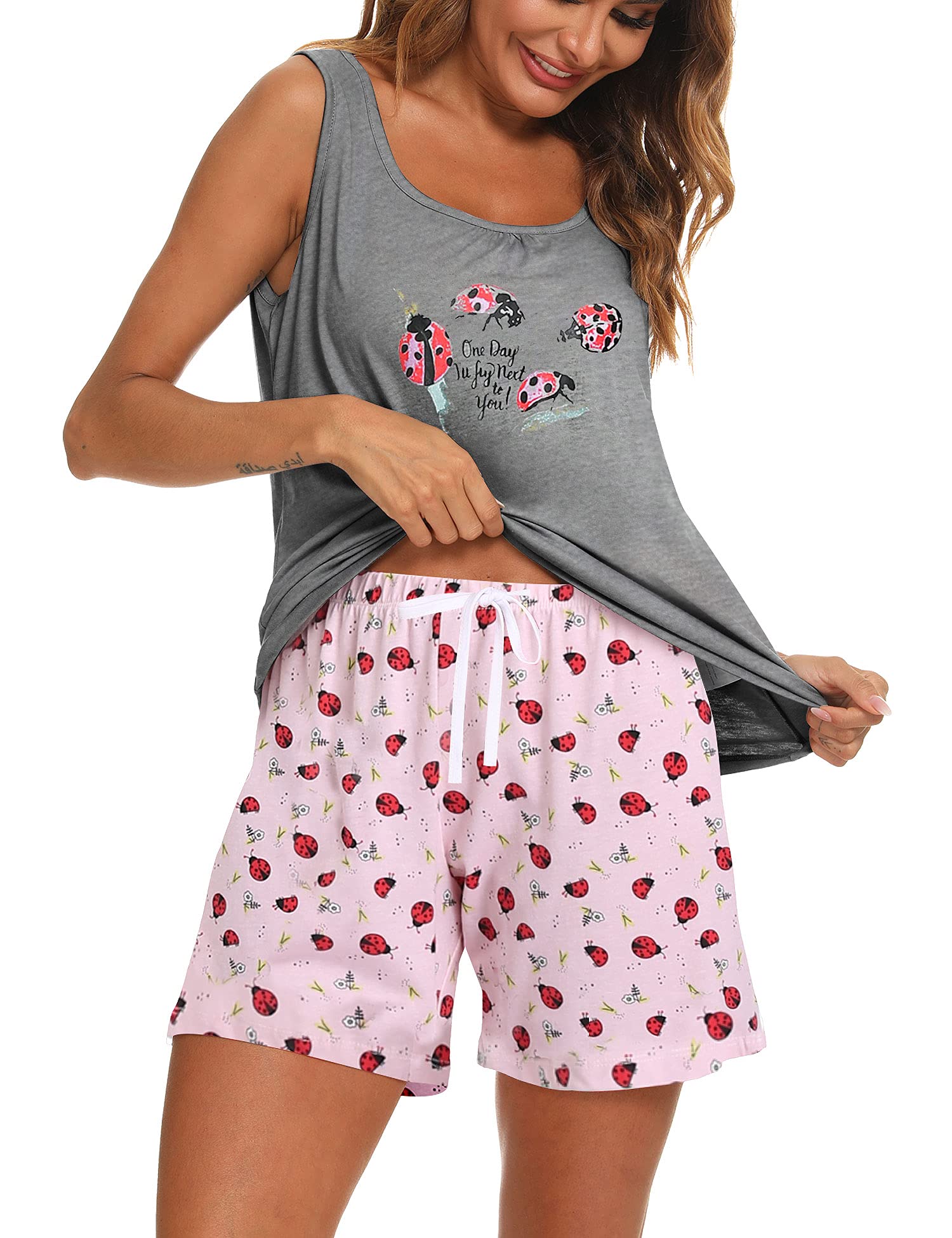 Clearlove Pijama Corto Para Mujer, Conjunto De Pijamas De Encaje, Ropa De Dormir Sexy, Traje De Casa De Verano, Camiseta Y Pantalones Cortos Con