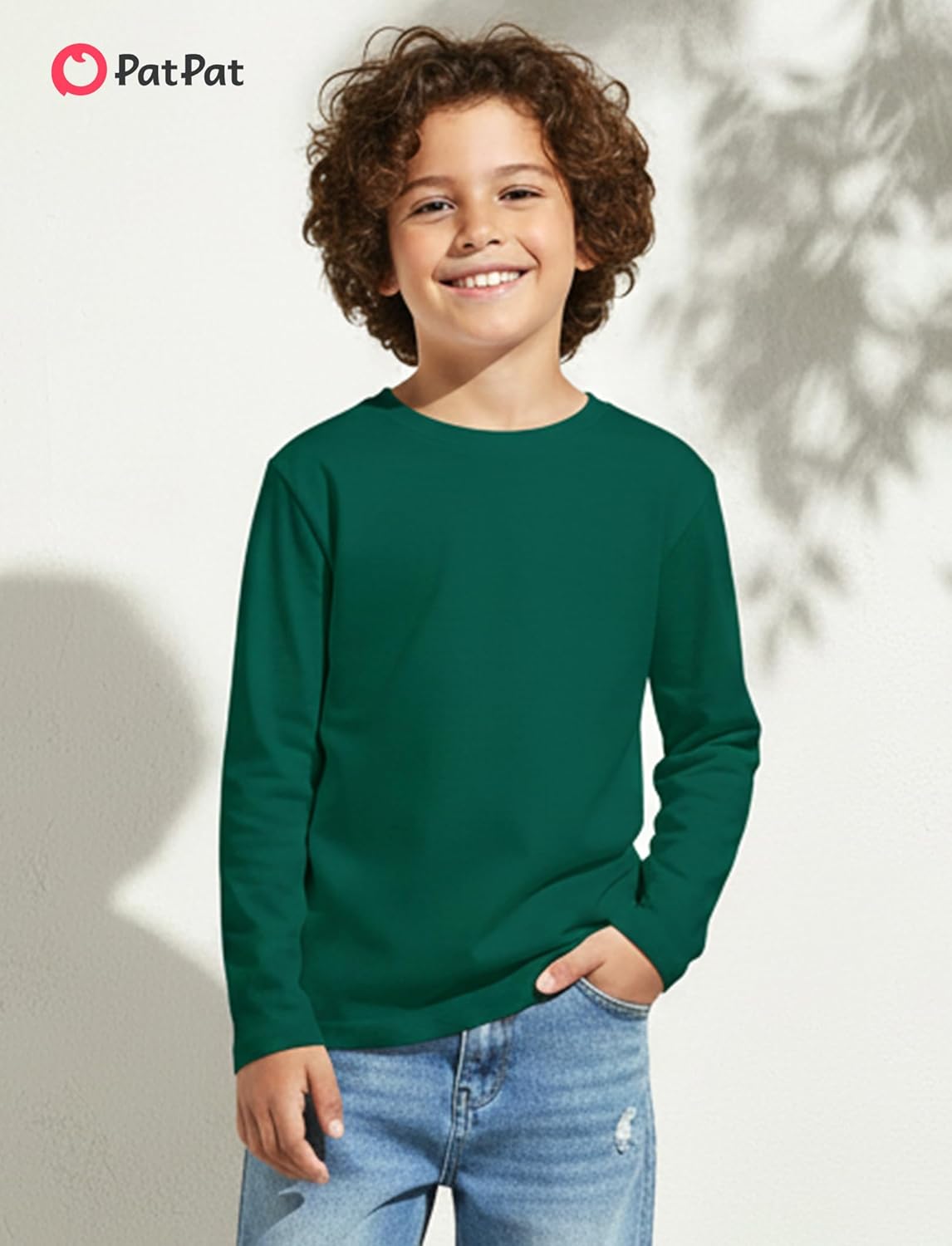 PATPAT Boys Long Sleeve Shirts Cotton Solid Crew Neck Basic Shirts 5-16 Years - Image 2