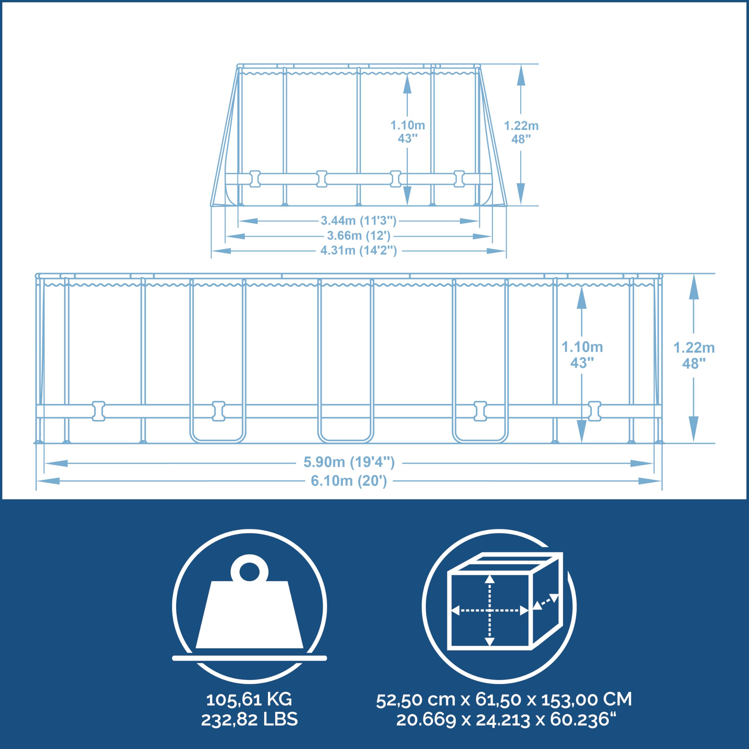 Bestway Ensemble de piscine ovale Power Steel 488x305x107 cm