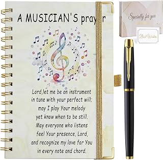 Music Lover Gifts Music Teacher Gifts for Women A5 Spiral Notebook Journal 200 Pages A5 Lined with Pen for Teacher Musicians Women Men Friend on Birthday Graduation Christmas