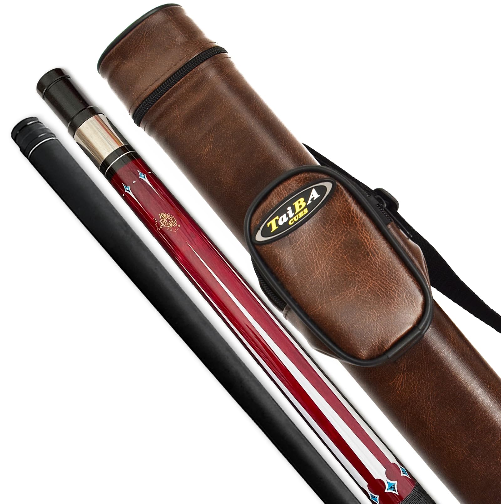 TaiBA Palo de billar de 2 piezas con funda 1 x 1, punta de 13 mm, 58 pulgadas, palo de billar profesional de madera dura de arce canadiense de 19 a 20 onzas (seleccionable), azul, negro, rojo, gris