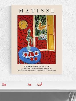 Postermanya Matisse Red Interior, K rm z  Duvar Mavi Masa, Fovizm Sanatsal Poster - Afi , Dekoratif Duvar Poster
