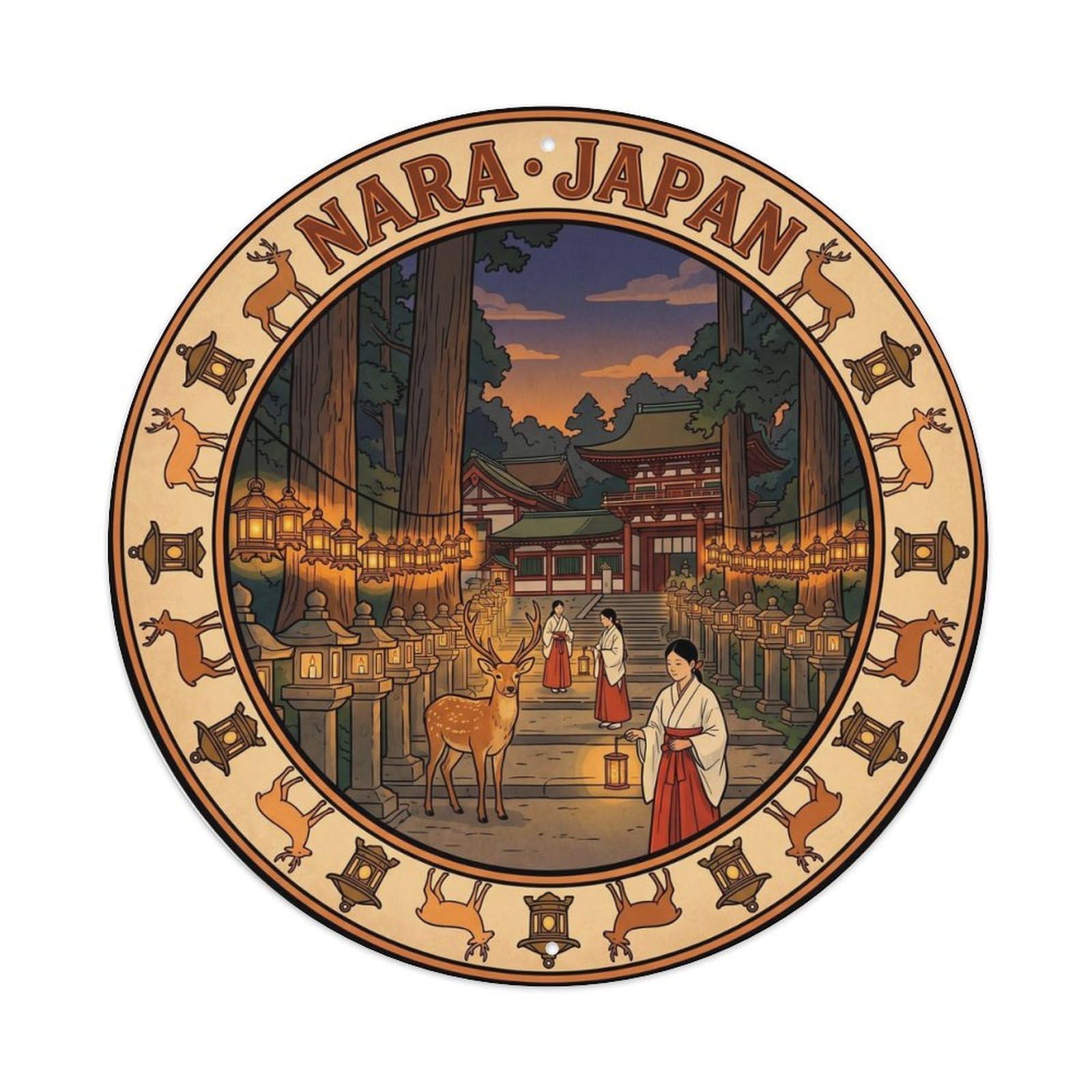 Kasuga Taisha Lantern Castle Travel Festival Culture Metal Tin Sign