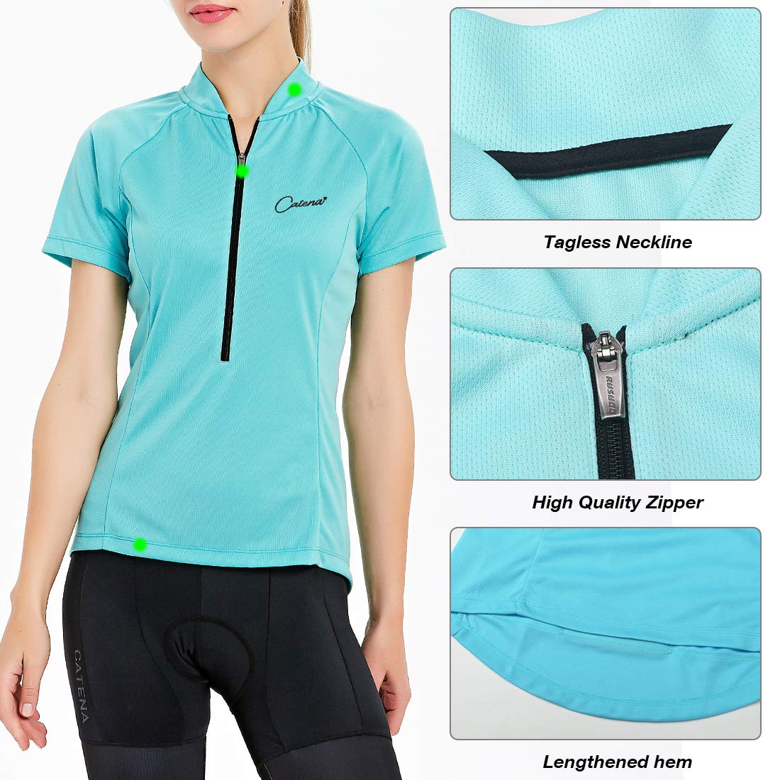 CATENA Maillot Cyclisme Manches Courtes Femmes VTT Route Respirant Séchage Rapide Haut Vélo