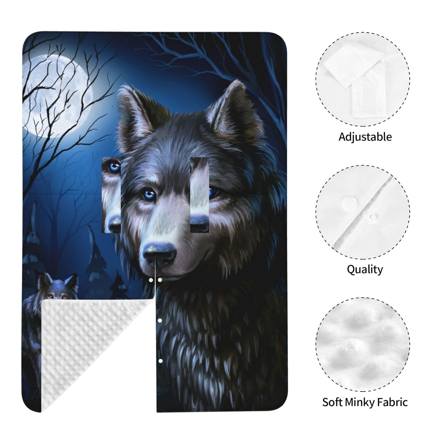 Moon Wolf Baby Car Seat Cover & Breastfeeding Nursing Cover - Breathable Stretch Fabric Multi-Use Nursing Cover for Breastfeeding