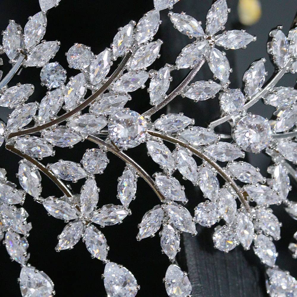 Jorsnovs CZ Wedding Headpieces for Bridal CZ Tiaras for Women Cubic Zirconia Sweet 16 Birthday Headbands Hair Accessories