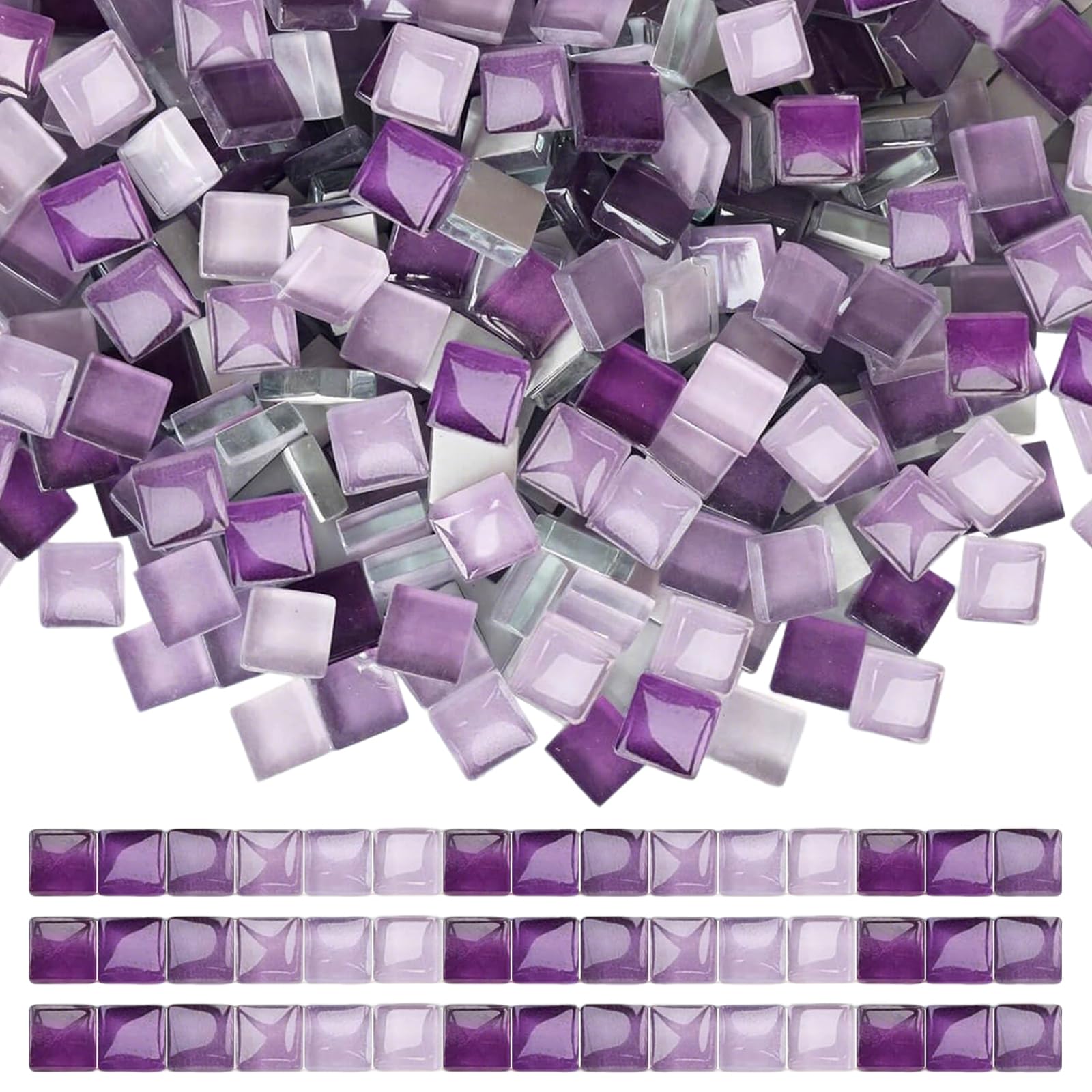 FENGCHUANG 1 kg Crystal Mosaic Tiles Mosaic Tiles Arts and Crafts About 1100 Pieces Suitable for DIY Crafts Plates Floor Tiles Vases Cups and Home Decorations (0.4x0.4 inch,Mixed Purple)