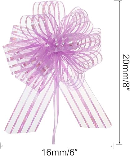 Miniatura 2 de MECCANIXITY 5 lazos grandes de organza de 6 pulgadas para envolver regalos, cinta de hilo de gasa, color morado claro para cestas de boda, regalos