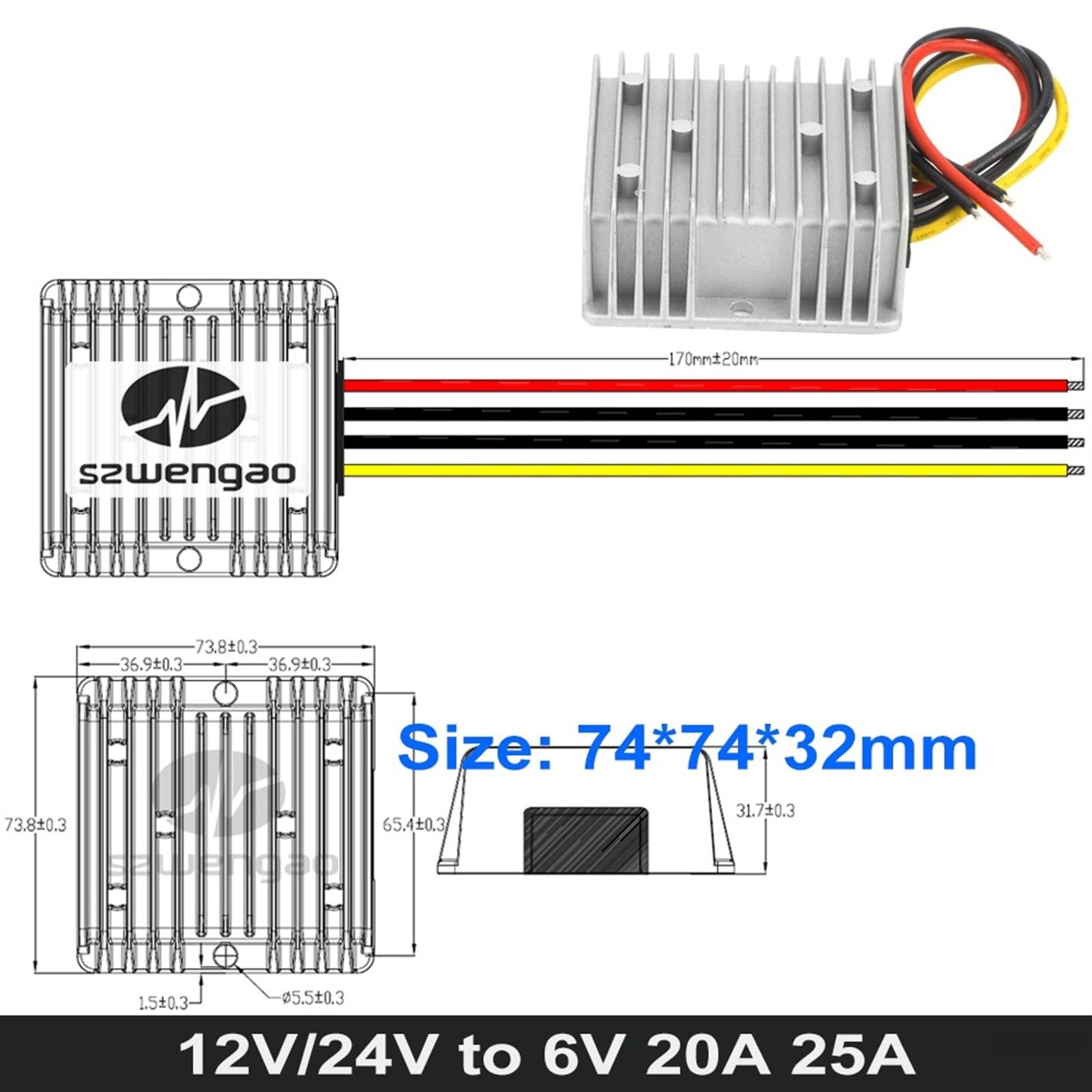 JJCFGRDM Convertisseur de Tension abaisseur 12V 24V à 5V 3A 5A 10A